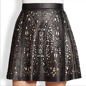 Parker Black Leather Cutout Skirt